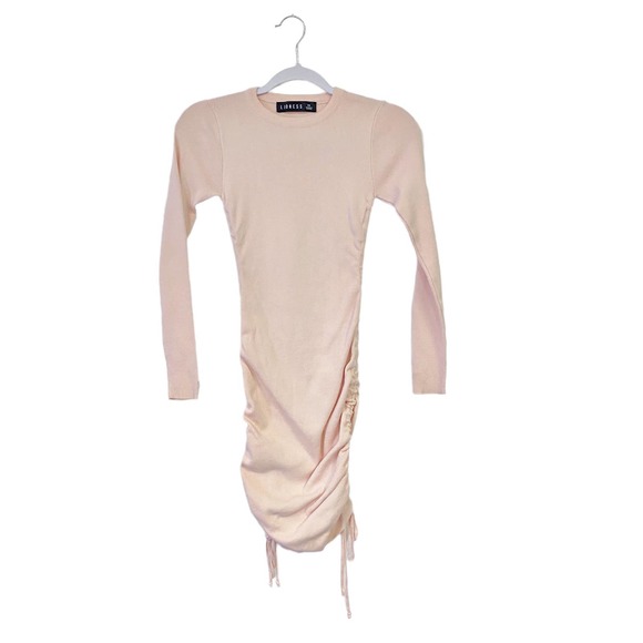 Lioness Dresses & Skirts - Lioness Womens Size XS Pink Gathered Side Long Sleeve Bodycon Dress